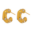Isalene  Earrings Gold Crystal-Studded Sculptural Hoops