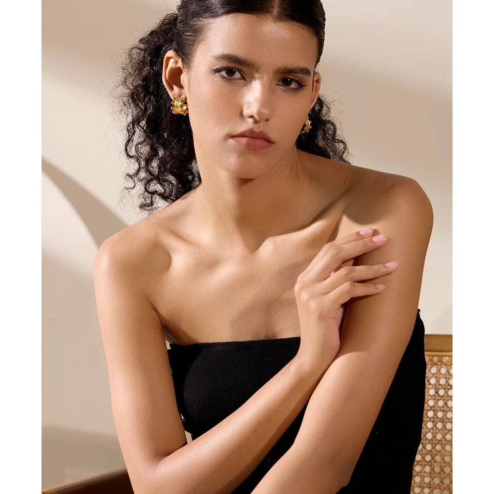 Isalene  Earrings Gold Elara Beaded Hoop Earrings