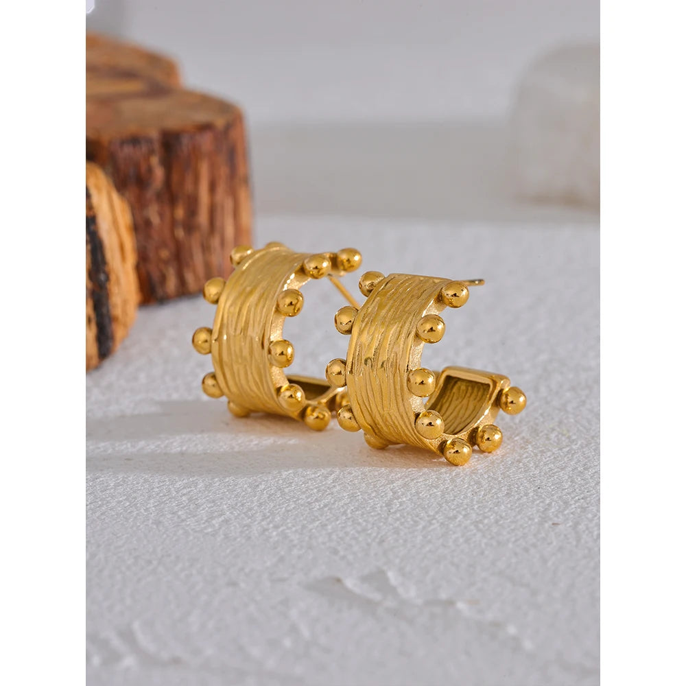 Isalene  Earrings Gold Elara Beaded Hoop Earrings
