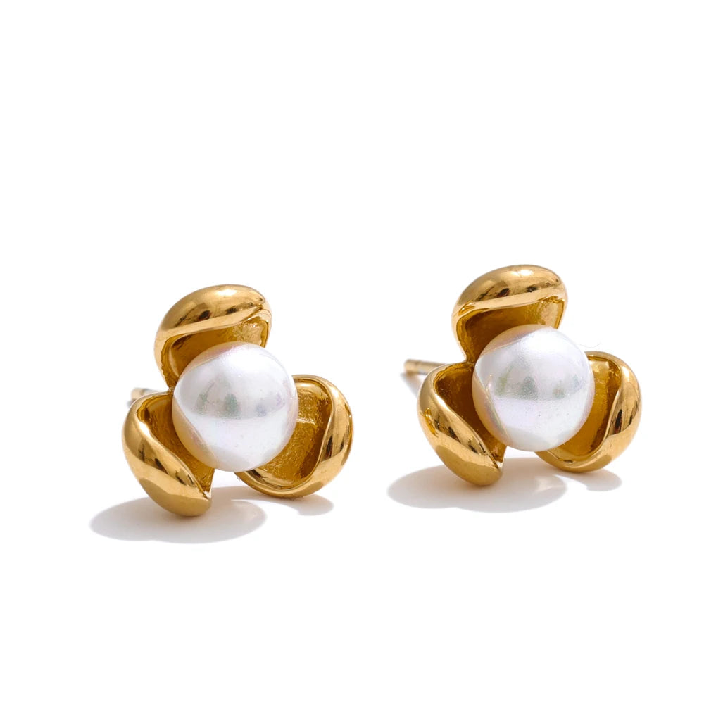 Isalene  Earrings Gold Elise Pearl Knot Earrings