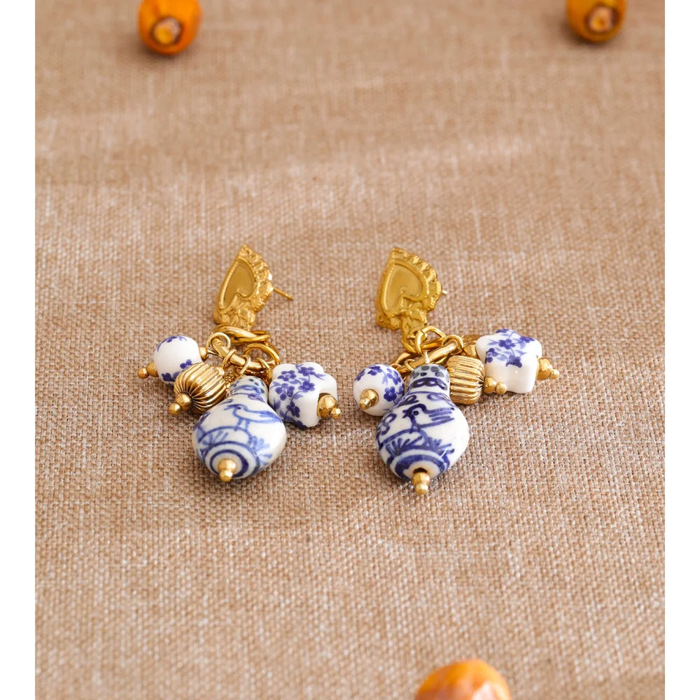Isalene  Earrings Gold Eloria Porcelain Charm Earrings