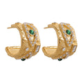 Isalene  Earrings Gold Emerald Vision Hoop Earrings