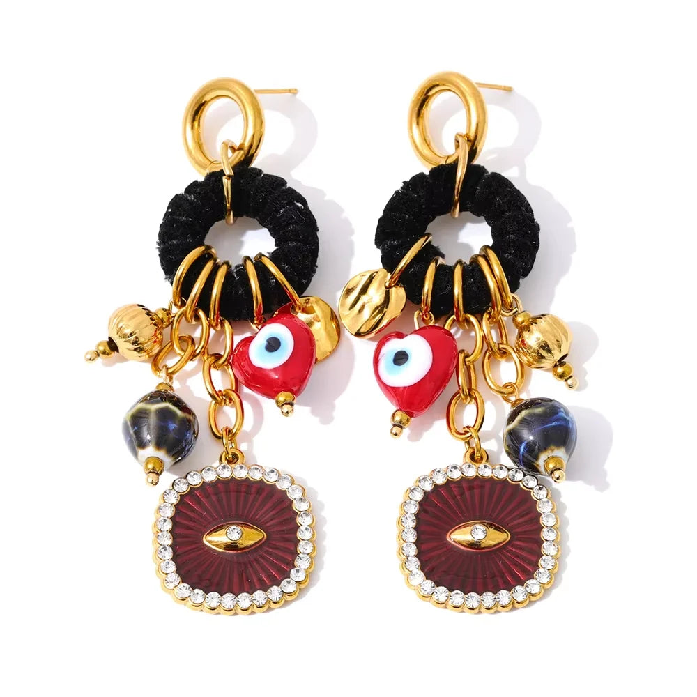 Isalene  Earrings Gold / Evil Eye Celestia Charm Earrings