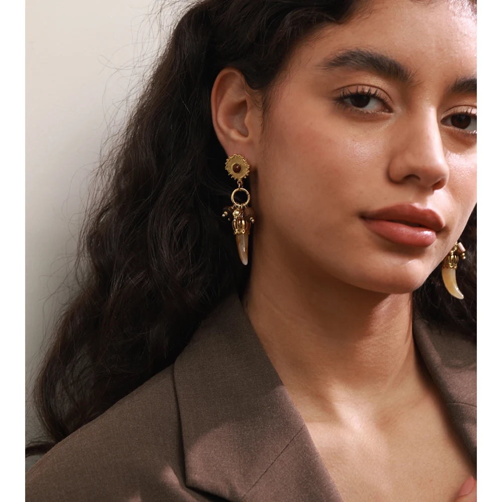 Isalene  Earrings Gold Fiorenza Ember Drop Earrings
