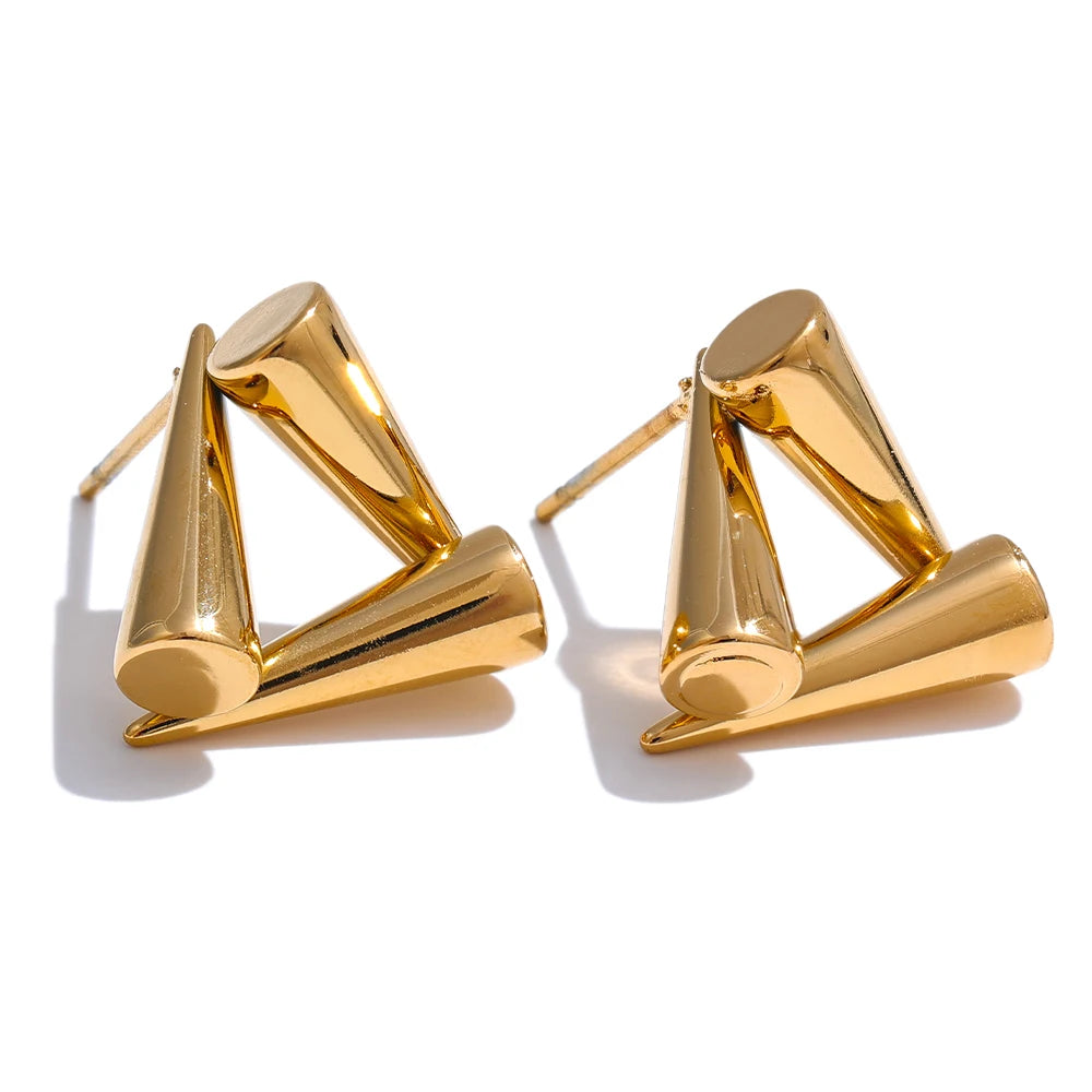 Isalene  Earrings Gold Geo Cone Triangle Earrings