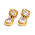 Isalene  Earrings Gold Geometric Crystal Drop Earrings