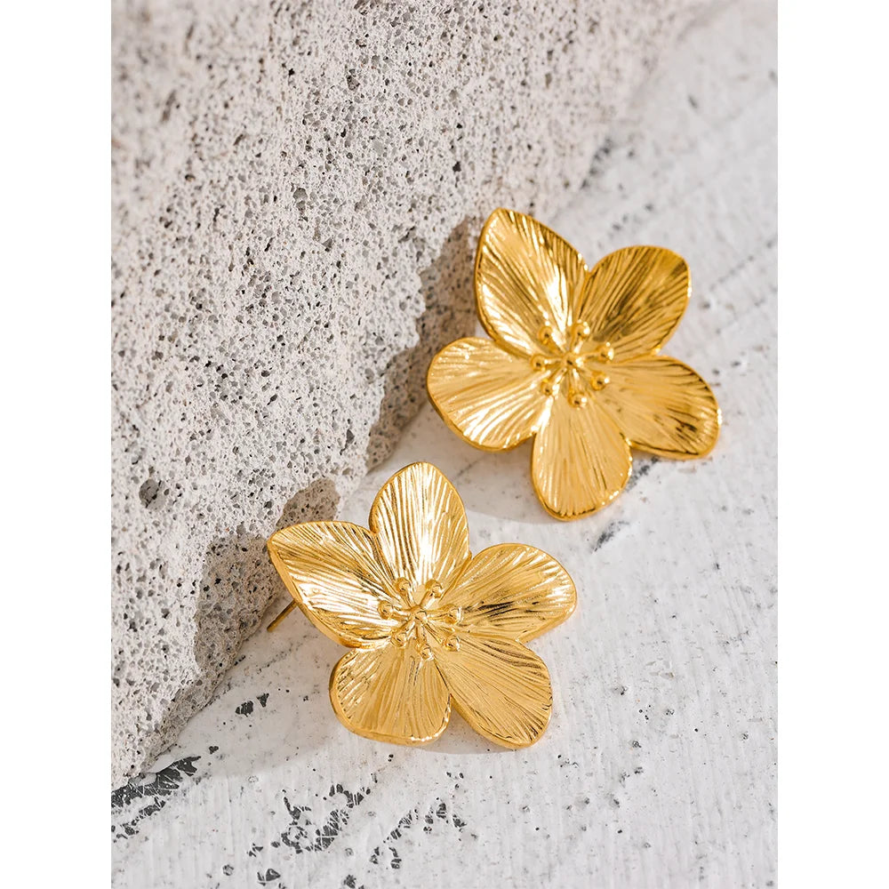 Isalene  Earrings Gold Golden Blossom Stud Earrings