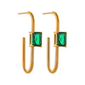 Isalene  Earrings Gold / Green Linear Prism Drop Earrings