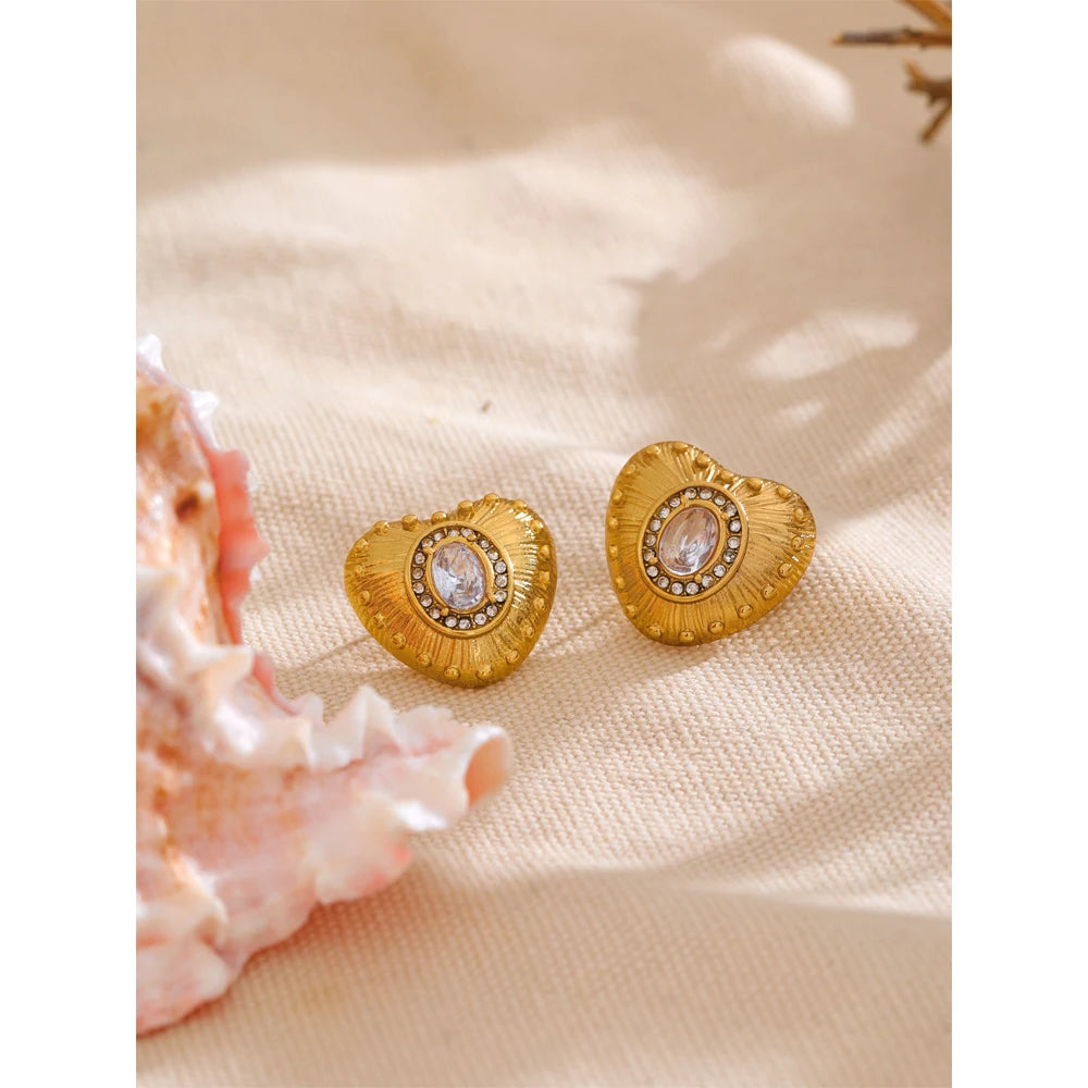 Isalene  Earrings Gold Heirloom Fan Stud Earrings