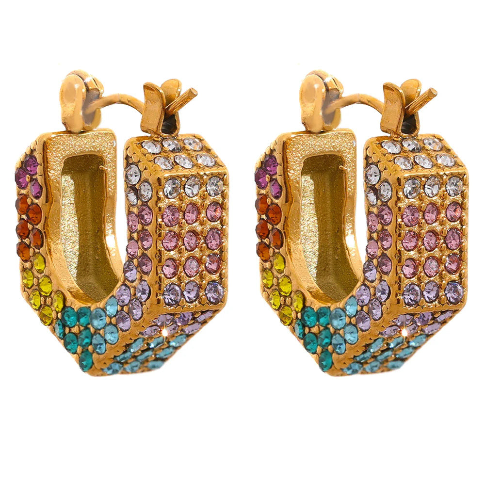 Isalene  Earrings Gold Kaleidoscope Huggie Earrings