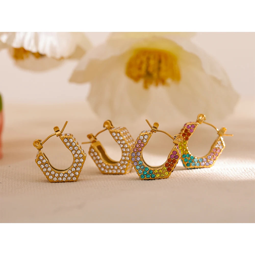 Isalene  Earrings Gold Kaleidoscope Huggie Earrings