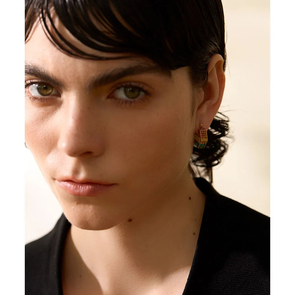 Isalene  Earrings Gold Kaleidoscope Huggie Earrings