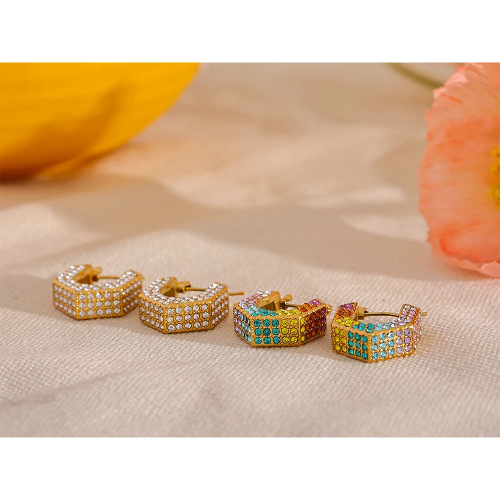 Isalene  Earrings Gold Kaleidoscope Huggie Earrings
