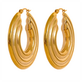 Isalene  Earrings Gold Layered Curve Hoop Earrings