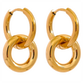 Isalene  Earrings Gold Linked Duo Hoop Earrings