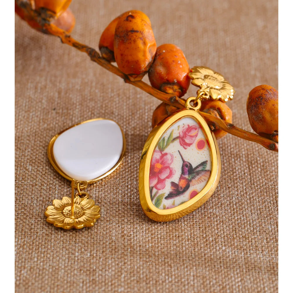 Isalene  Earrings Gold Lumiara Hummingbird Bloom Earrings