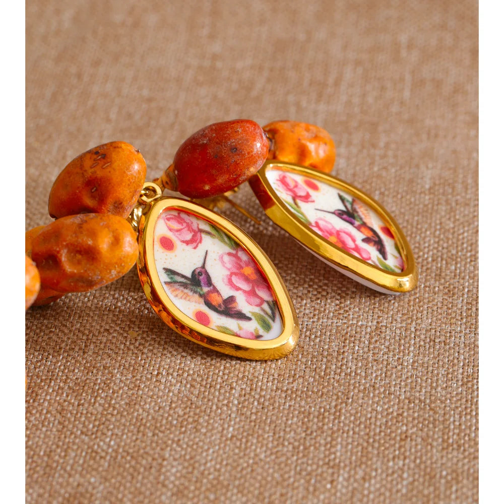 Isalene  Earrings Gold Lumiara Hummingbird Bloom Earrings