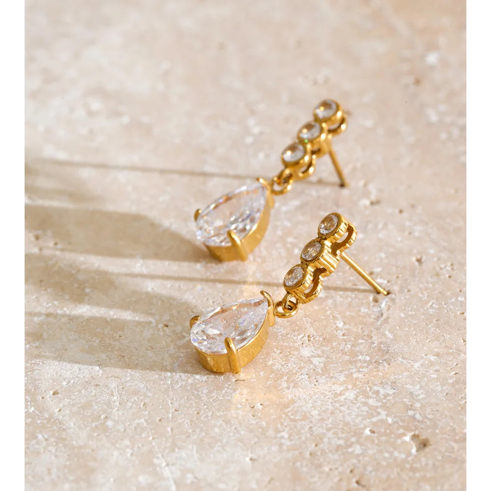 Isalene  Earrings Gold Luna Teardrop Earrings
