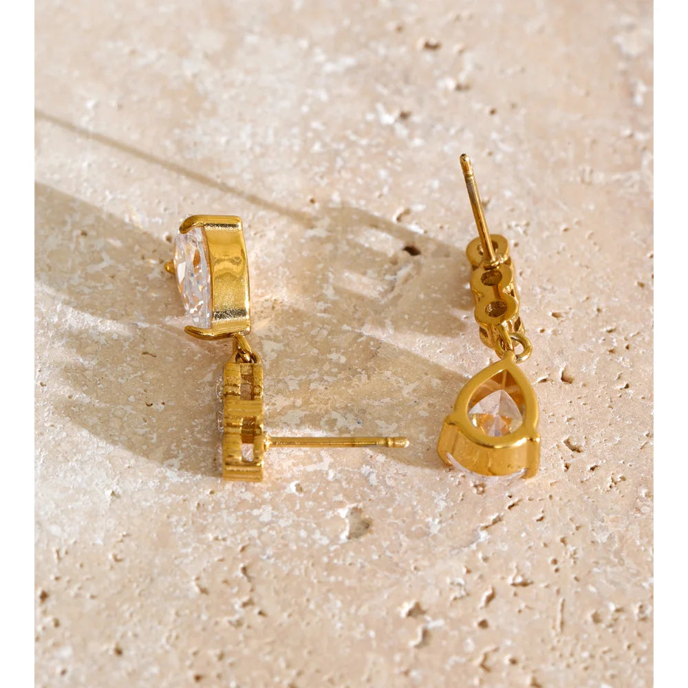 Isalene  Earrings Gold Luna Teardrop Earrings