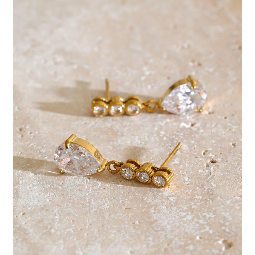 Isalene  Earrings Gold Luna Teardrop Earrings