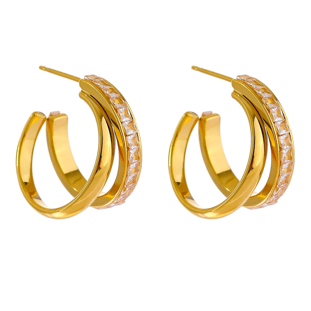 Isalene  Earrings Gold Lustre Arc Hoop Earrings