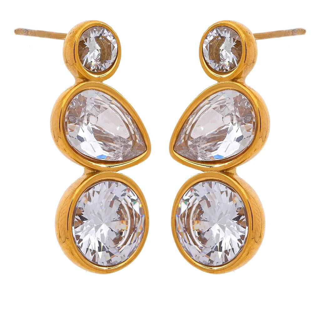 Isalene  Earrings Gold Lustre Gem Trio Earrings