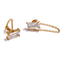 Isalene  Earrings Gold Luxe Baguette Chain Stud Earrings