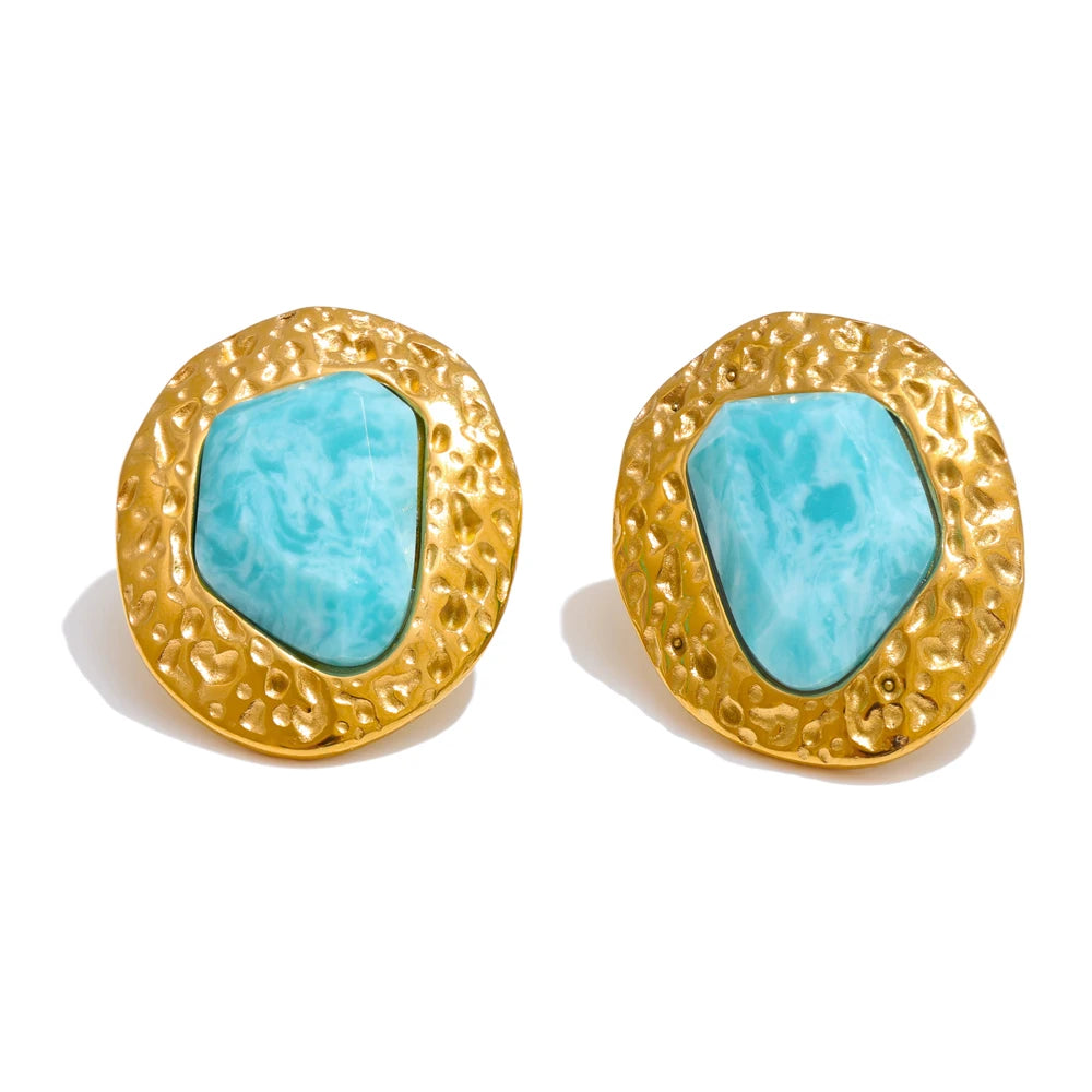 Isalene  Earrings Gold Maré Turquoise Stud Earrings