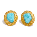 Isalene  Earrings Gold Maré Turquoise Stud Earrings