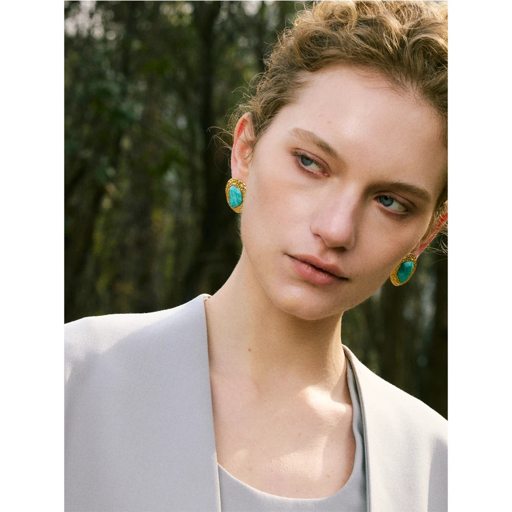 Isalene  Earrings Gold Maré Turquoise Stud Earrings