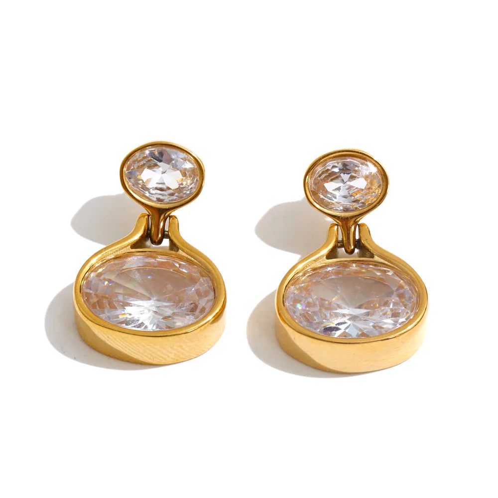 Isalene  Earrings Gold Maren Oval Drop Earrings