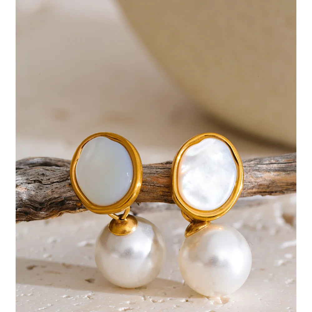 Isalene  Earrings Gold Margaux Pearl Drop Earrings