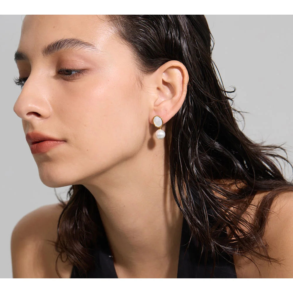 Isalene  Earrings Gold Margaux Pearl Drop Earrings