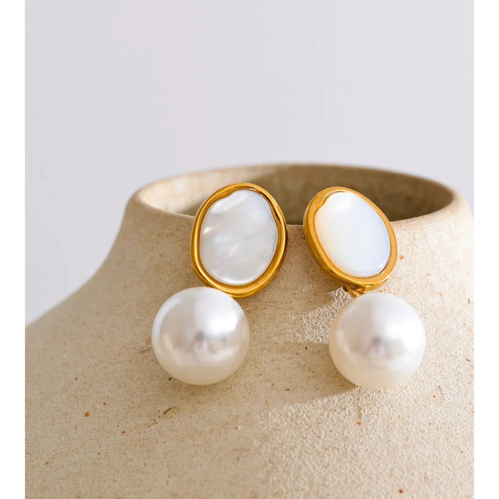 Isalene  Earrings Gold Margaux Pearl Drop Earrings