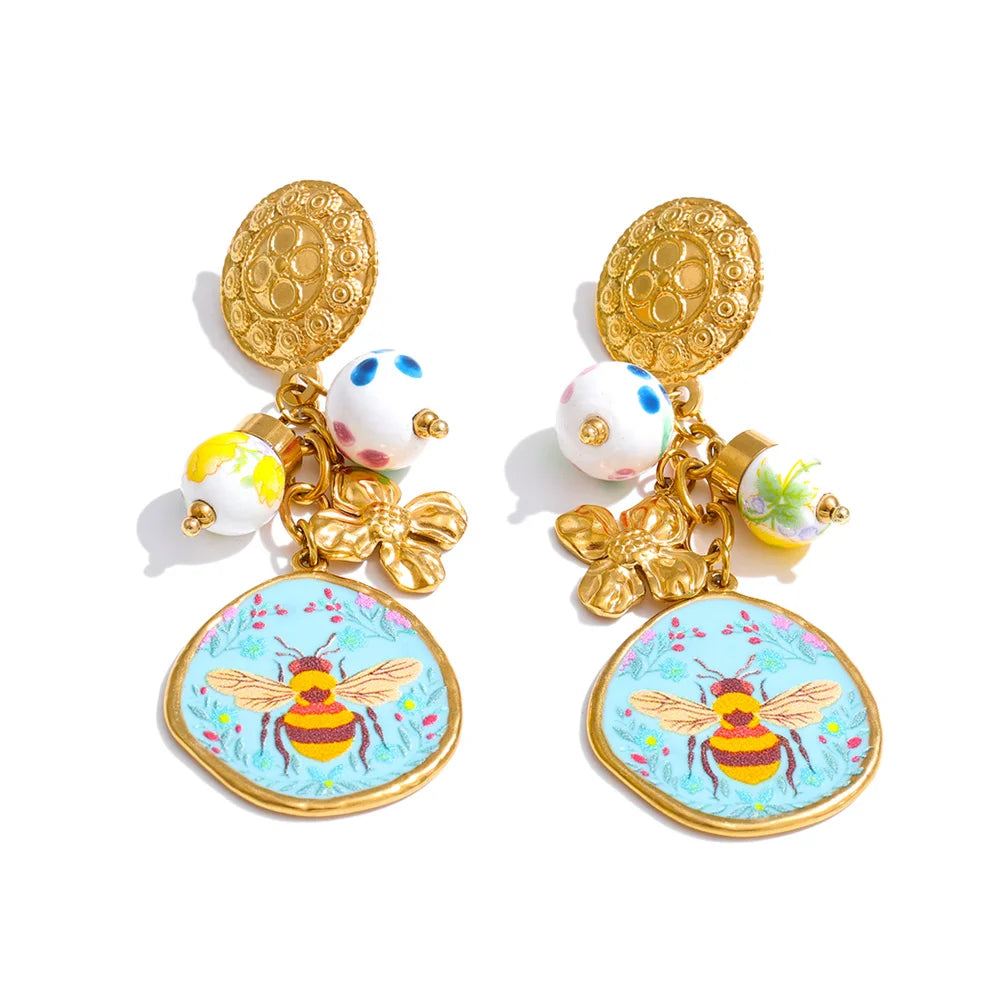 Isalene  Earrings Gold Maribel Bee Garden Earrings