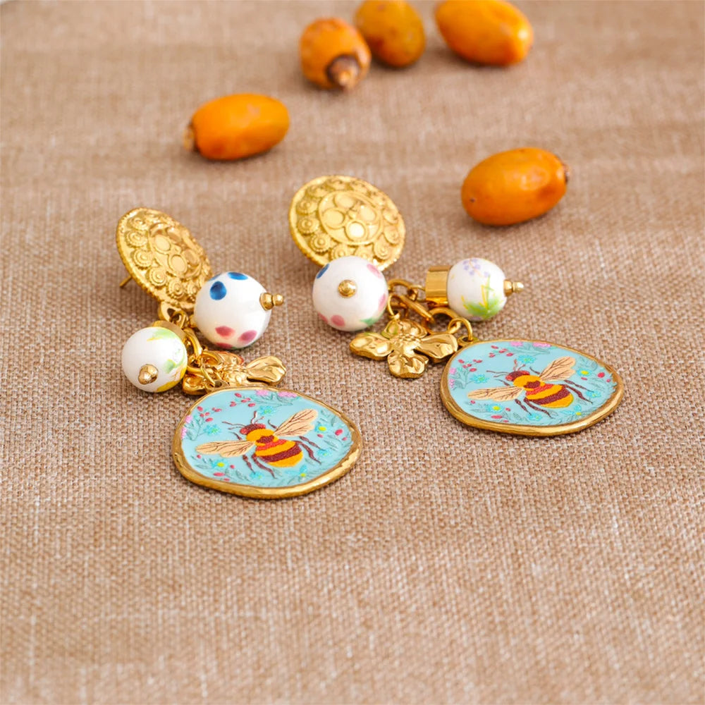 Isalene  Earrings Gold Maribel Bee Garden Earrings