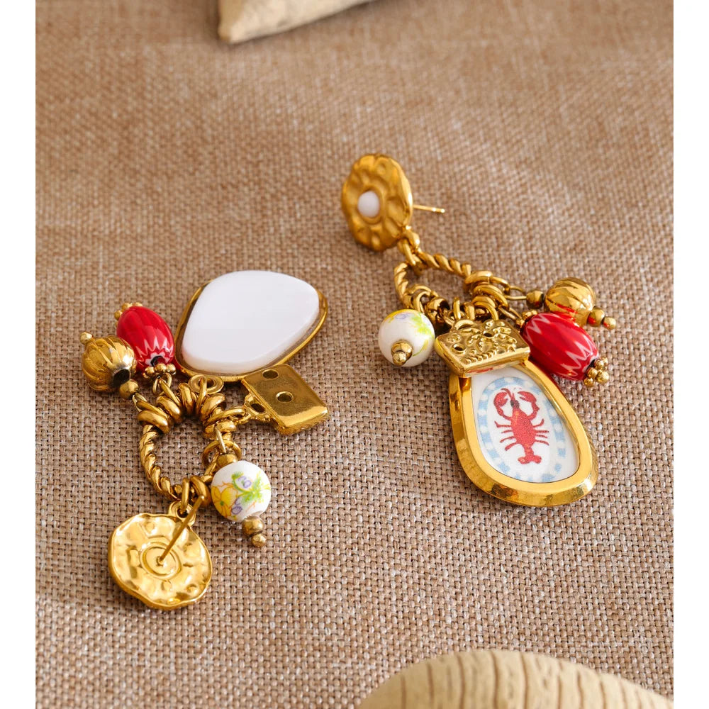 Isalene  Earrings Gold Marina Charm Drop Earrings