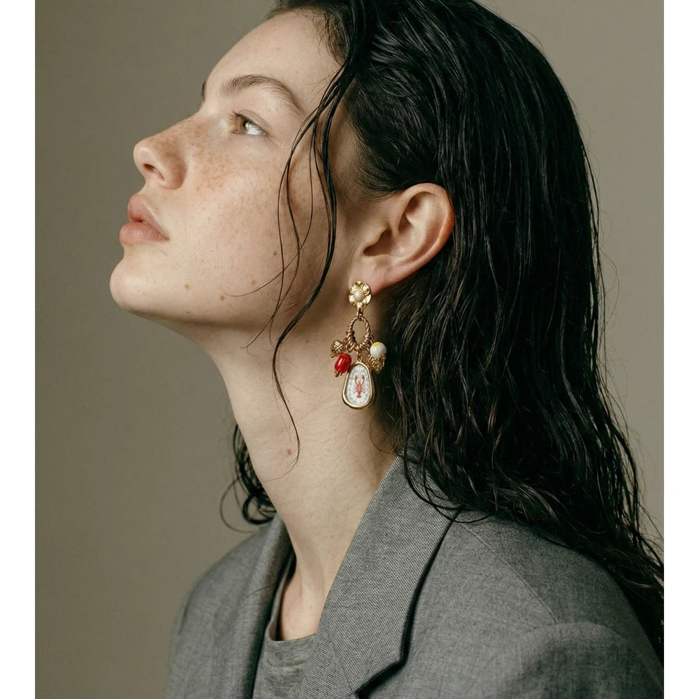 Isalene  Earrings Gold Marina Charm Drop Earrings