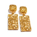 Isalene  Earrings Gold Molten Rectangle Drop Earrings
