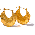 Isalene  Earrings Gold Molten Texture Hoop Earrings