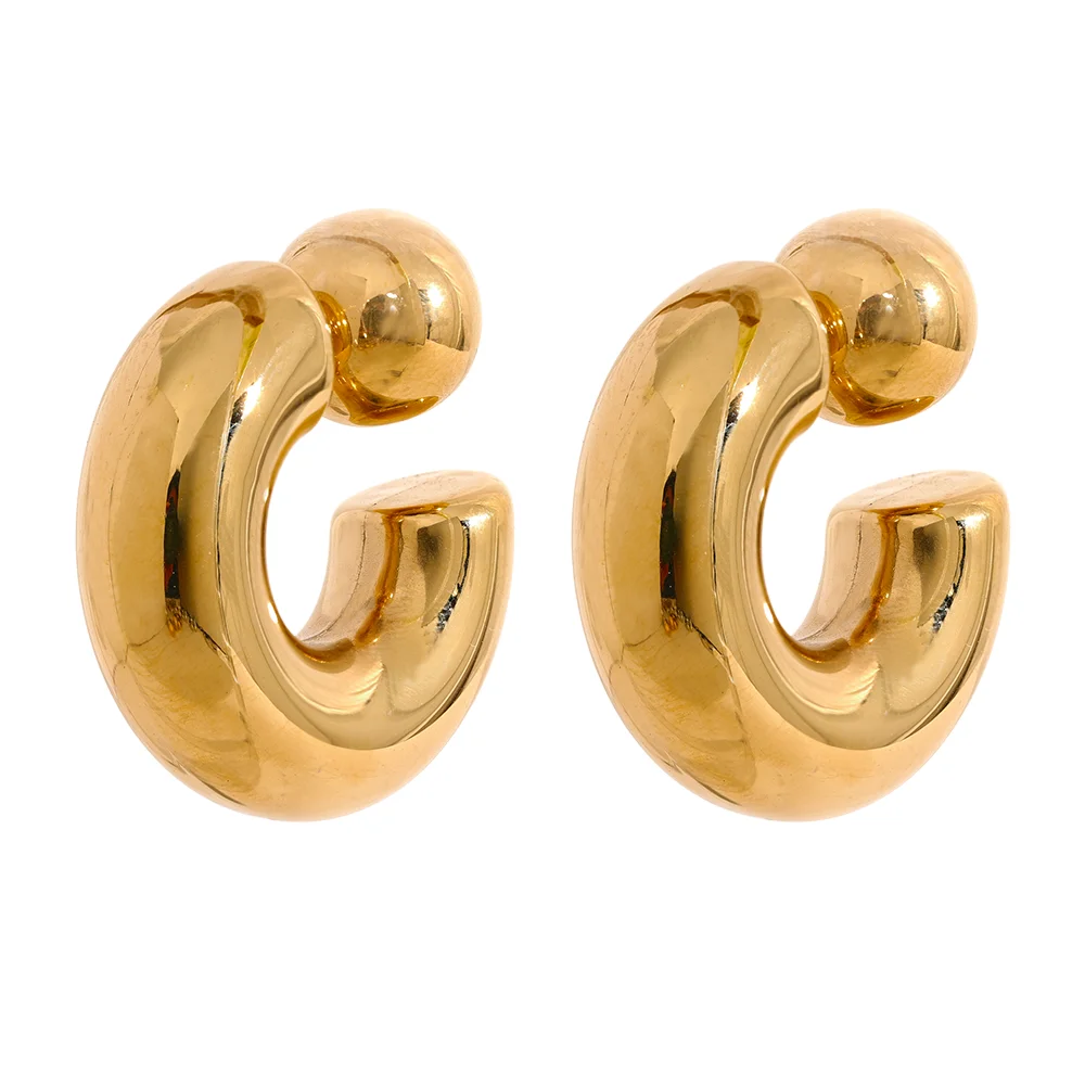 Isalene  Earrings Gold Monroe Sculpted Hoop Earrings