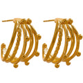 Isalene  Earrings Gold Multi-Row Beaded Hoop Earrings