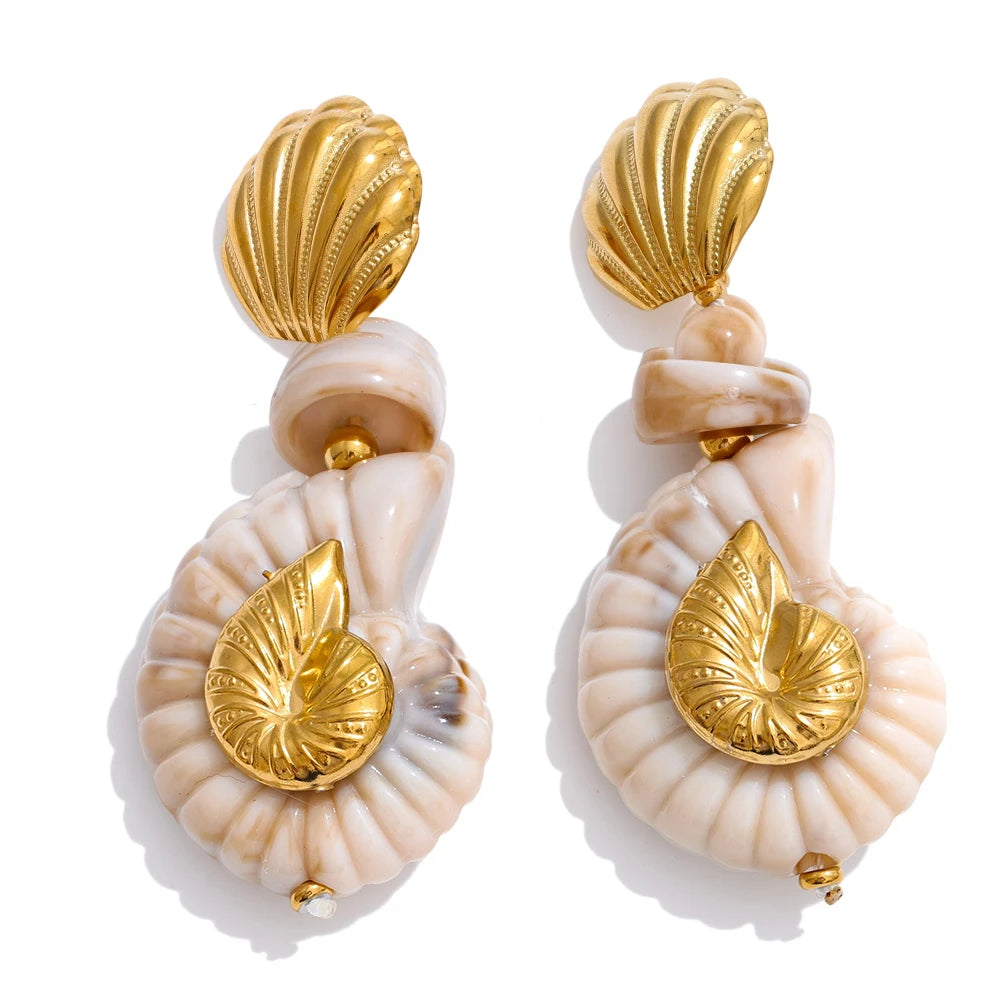 Isalene  Earrings Gold Nerissa Shell Earrings