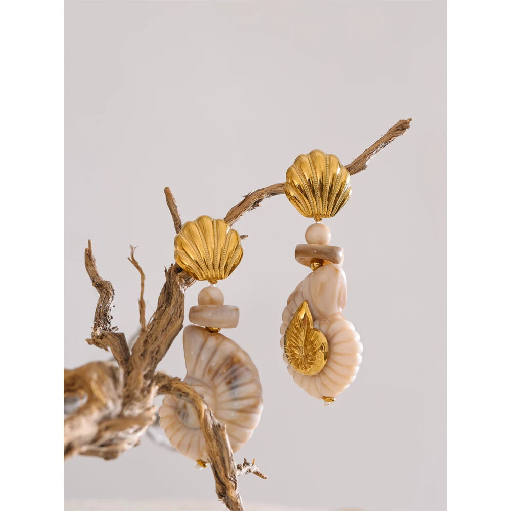 Isalene  Earrings Gold Nerissa Shell Earrings