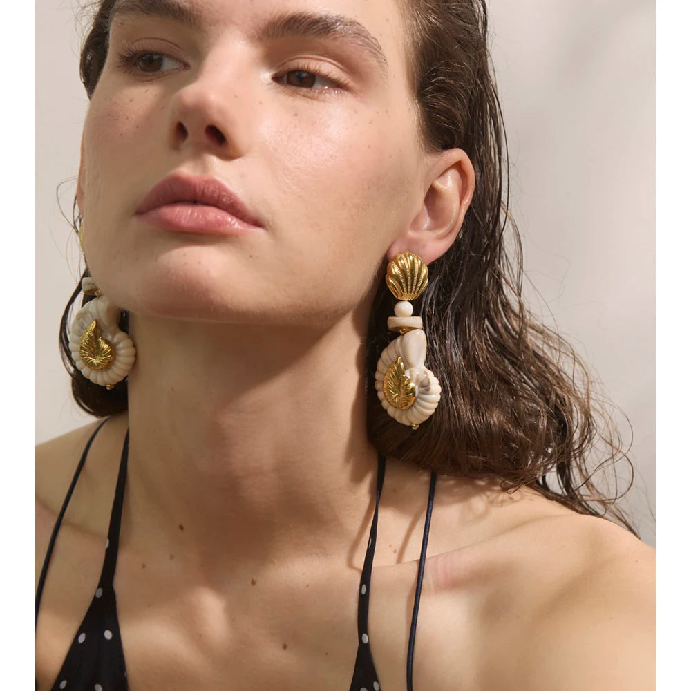 Isalene  Earrings Gold Nerissa Shell Earrings
