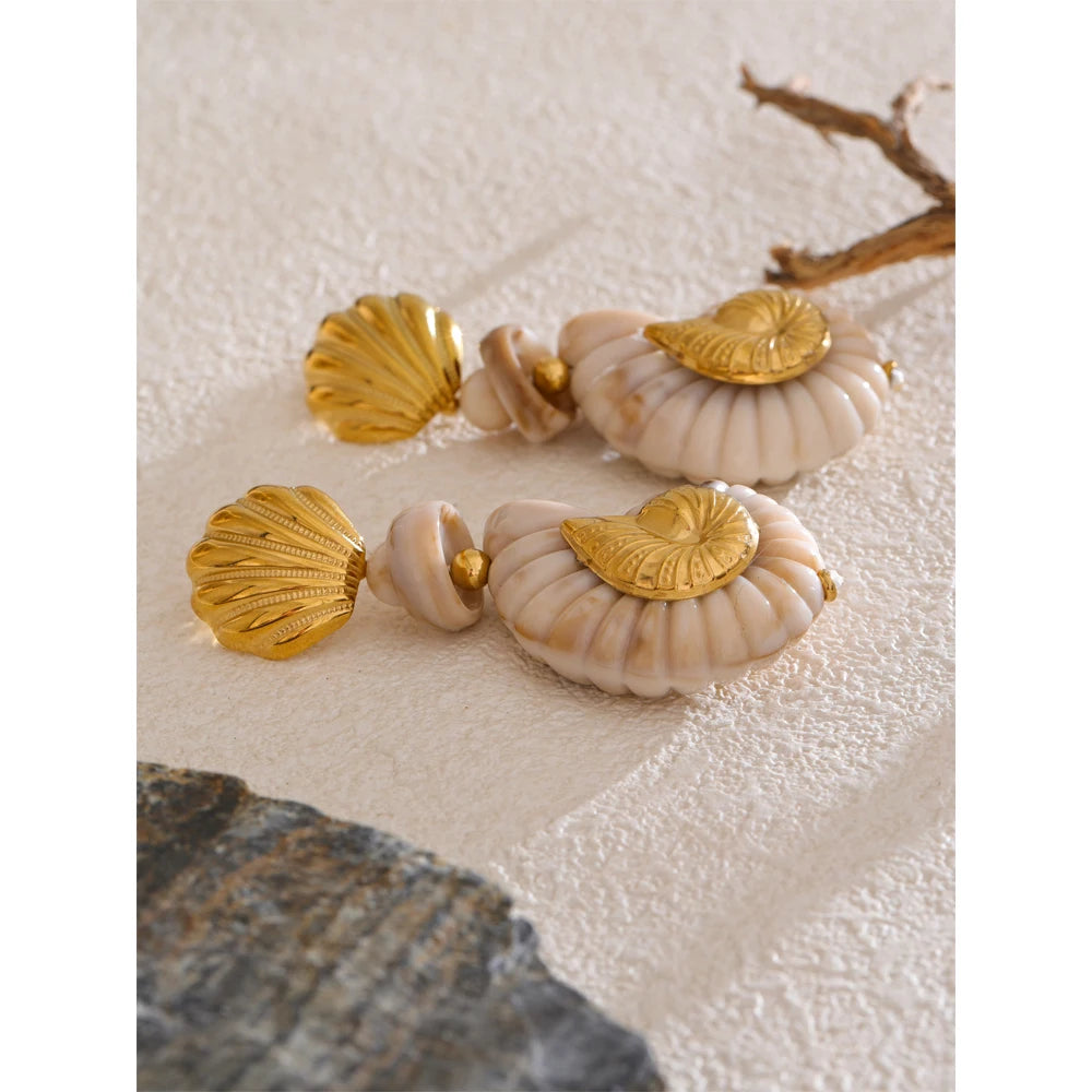 Isalene  Earrings Gold Nerissa Shell Earrings