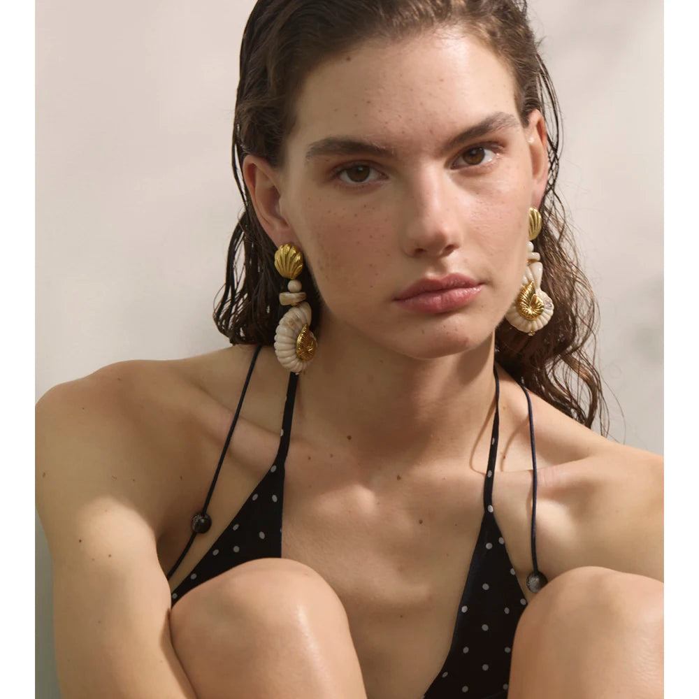 Isalene  Earrings Gold Nerissa Shell Earrings