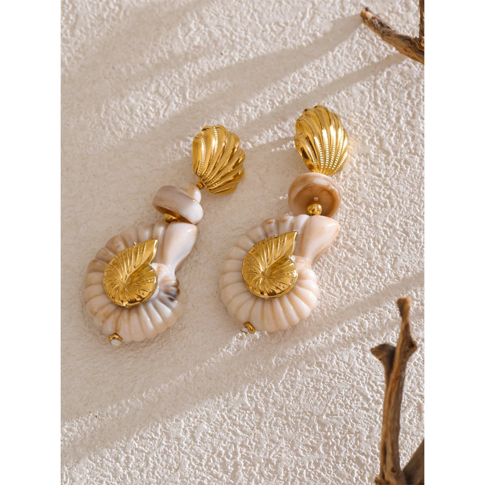 Isalene  Earrings Gold Nerissa Shell Earrings