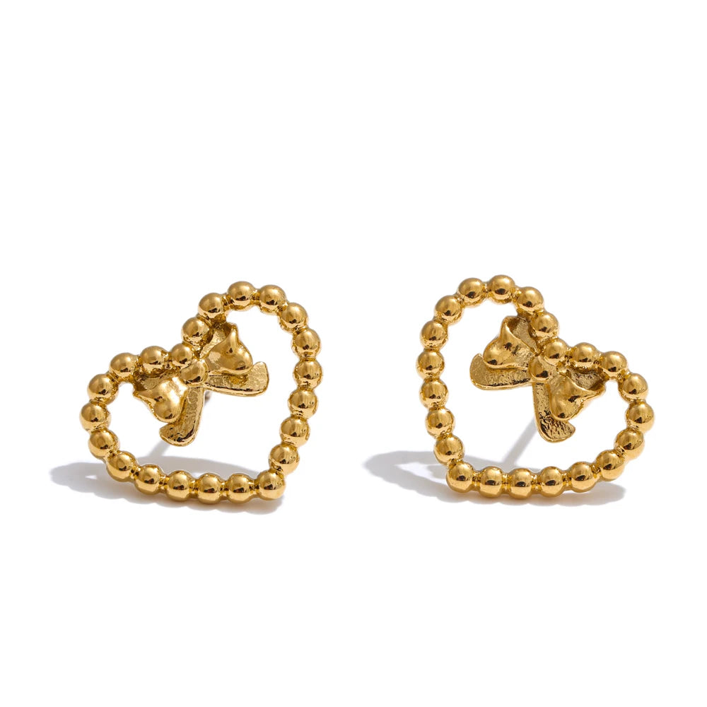 Isalene  Earrings Gold Noelle Heart Stud Earrings