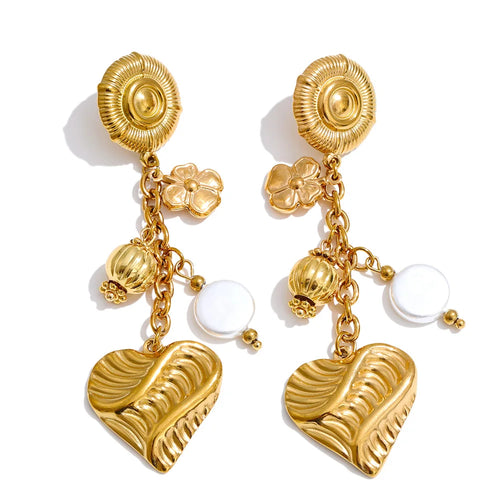 Isalene  Earrings Gold / One Size Amora Sculpted Heart Drop Earrings